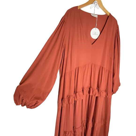NWT RusttyDustty Women’s Ruffle Tiered Balloon Sleeve Maxi Dress 4X - Picture 4 of 5